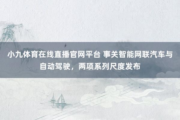 小九体育在线直播官网平台 事关智能网联汽车与自动驾驶，两项系列尺度发布