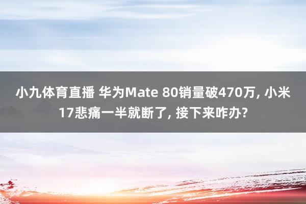小九体育直播 华为Mate 80销量破470万， 小米17悲痛一半就断了， 接下来咋办?