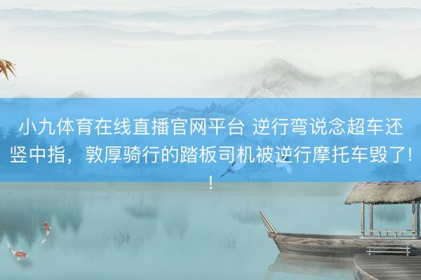 小九体育在线直播官网平台 逆行弯说念超车还竖中指，敦厚骑行的踏板司机被逆行摩托车毁了!