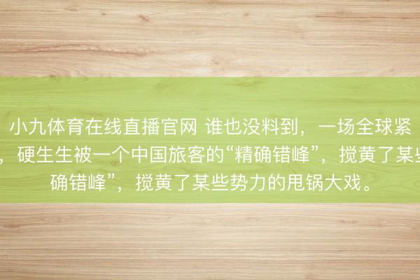 小九体育在线直播官网 谁也没料到，一场全球紧盯的汉坦病毒疫情，硬生生被一个中国旅客的“精确错峰”，搅黄了某些势力的甩锅大戏。