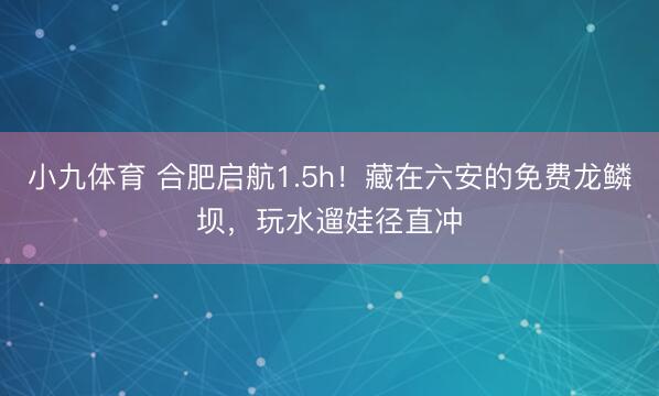 小九体育 合肥启航1.5h！藏在六安的免费龙鳞坝，玩水遛娃径直冲