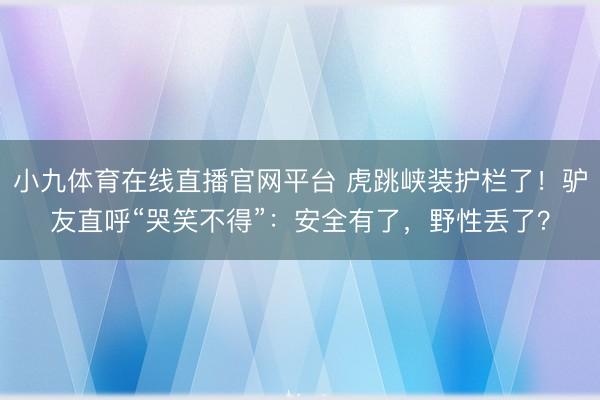 小九体育在线直播官网平台 虎跳峡装护栏了！驴友直呼“哭笑不得”：安全有了，野性丢了？