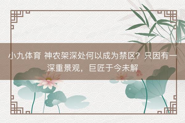 小九体育 神农架深处何以成为禁区？只因有一深重景观，巨匠于今未解