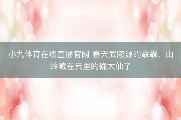 小九体育在线直播官网 春天武陵源的霏霏，山岭藏在云里的确太仙了
