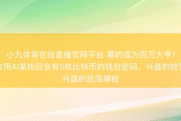 小九体育在线直播官网平台 蓦的成为百万大亨！有网友用AI某找回含有5枚比特币的钱包密码，兴盛的放荡爆粗