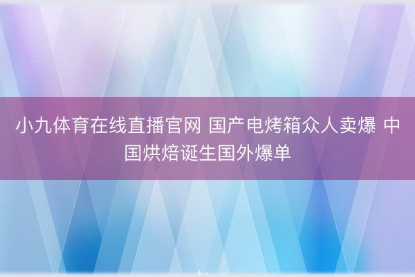 小九体育在线直播官网 国产电烤箱众人卖爆 中国烘焙诞生国外爆单