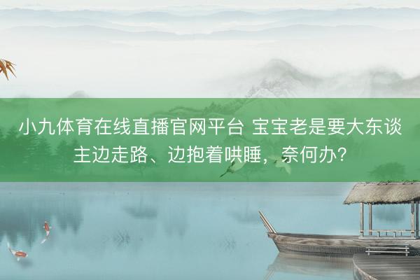 小九体育在线直播官网平台 宝宝老是要大东谈主边走路、边抱着哄睡，奈何办？