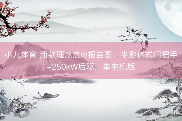 小九体育 新款理念念i8报告图：半避讳式门把手+250kW后驱，单电机版