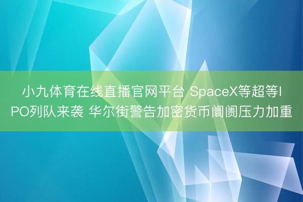 小九体育在线直播官网平台 SpaceX等超等IPO列队来袭 华尔街警告加密货币阛阓压力加重