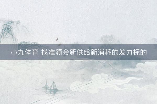 小九体育 找准领会新供给新消耗的发力标的