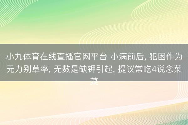 小九体育在线直播官网平台 小满前后， 犯困作为无力别草率， 无数是缺钾引起， 提议常吃4说念菜
