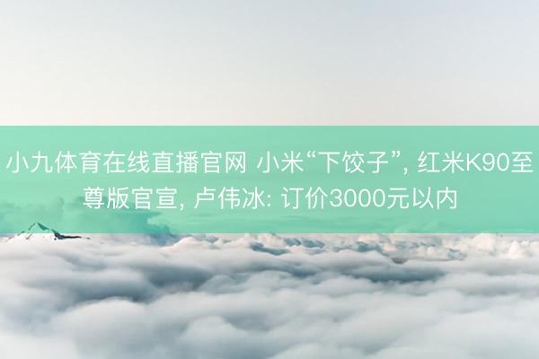小九体育在线直播官网 小米“下饺子”， 红米K90至尊版官宣， 卢伟冰: 订价3000元以内