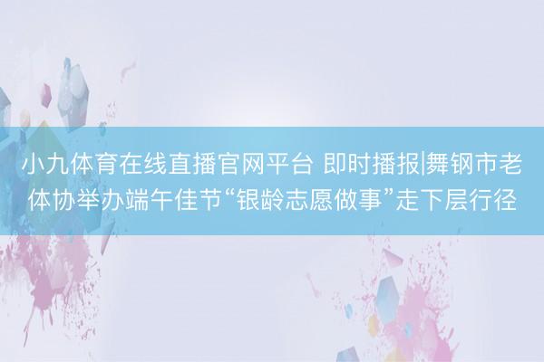 小九体育在线直播官网平台 即时播报|舞钢市老体协举办端午佳节“银龄志愿做事”走下层行径