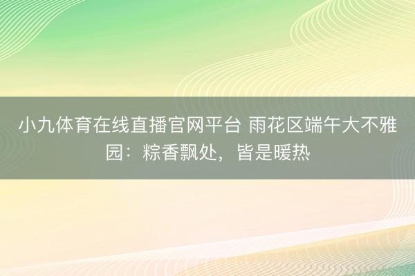 小九体育在线直播官网平台 雨花区端午大不雅园：粽香飘处，皆是暖热